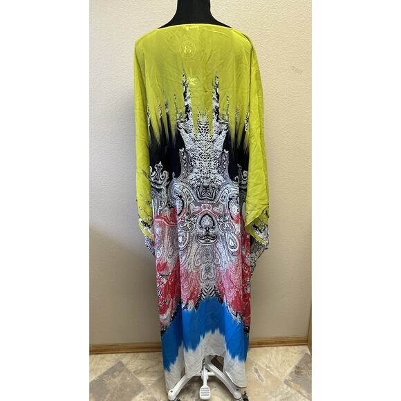 Etro Milano NWT 100% Silk OS Caftan Maxi dress Boho Chic Designer Island Ethnic - Picture 3 of 10
